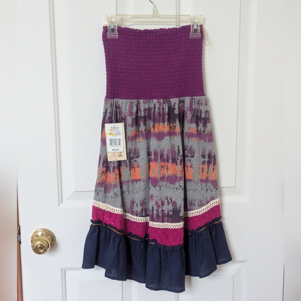NWT Boho Ruched Strapless Sundress